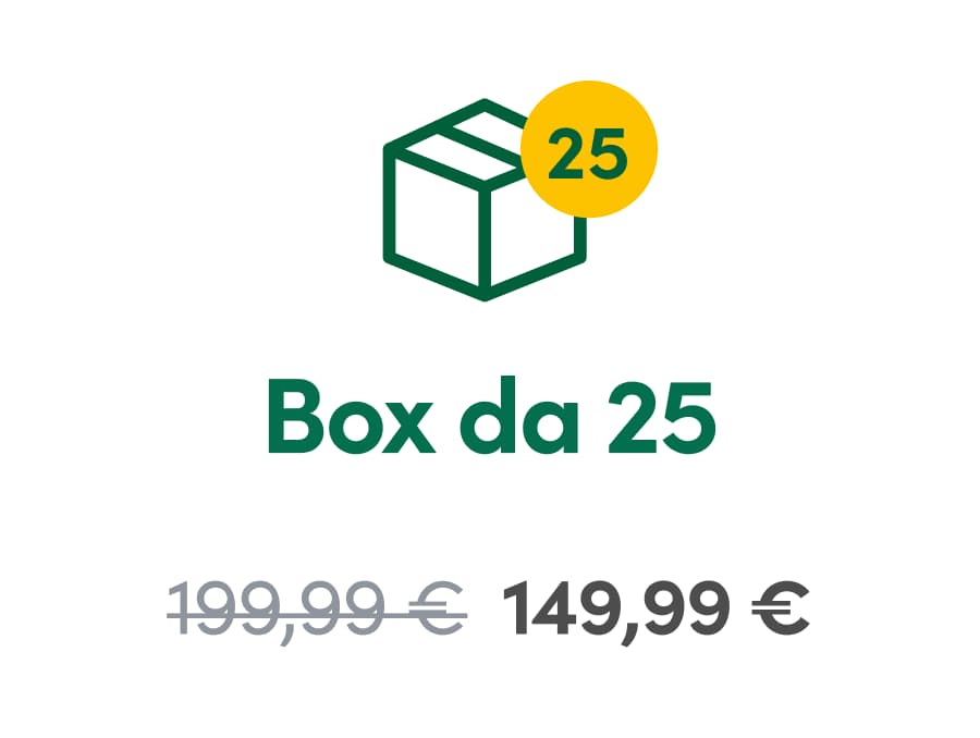 Box da 25 - 199,99€, 149,99 scontata