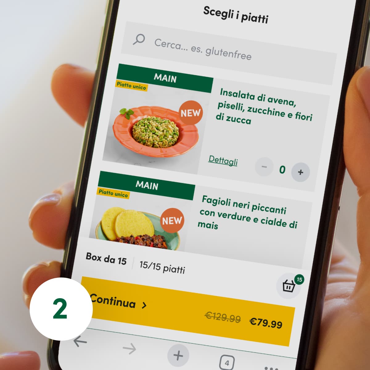 A person is ordering dishes from mobile, through the Humamy online shop